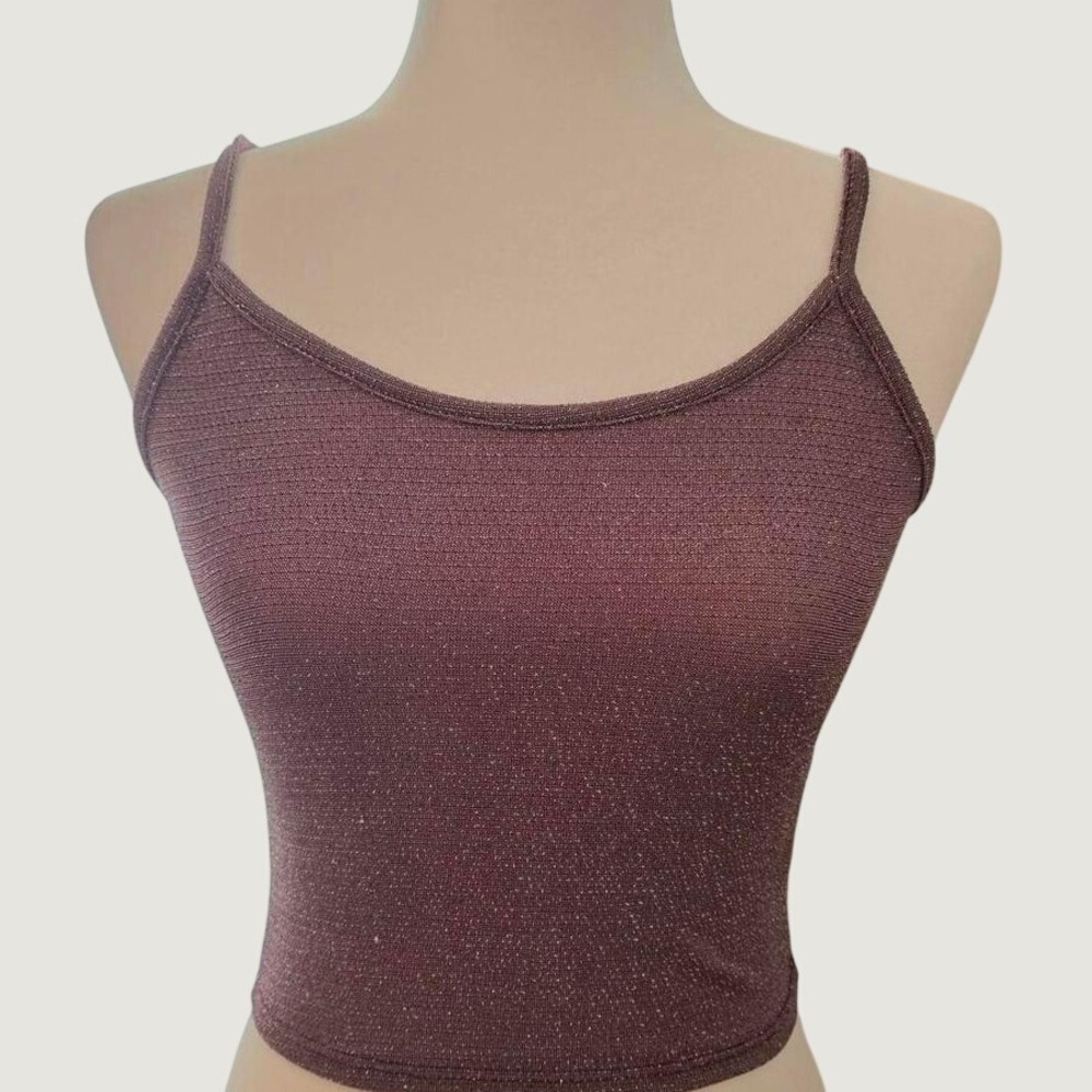 Urban Outfitters Metallic Shimmer Summer Crop Tank Top Purple Mauve Size Small